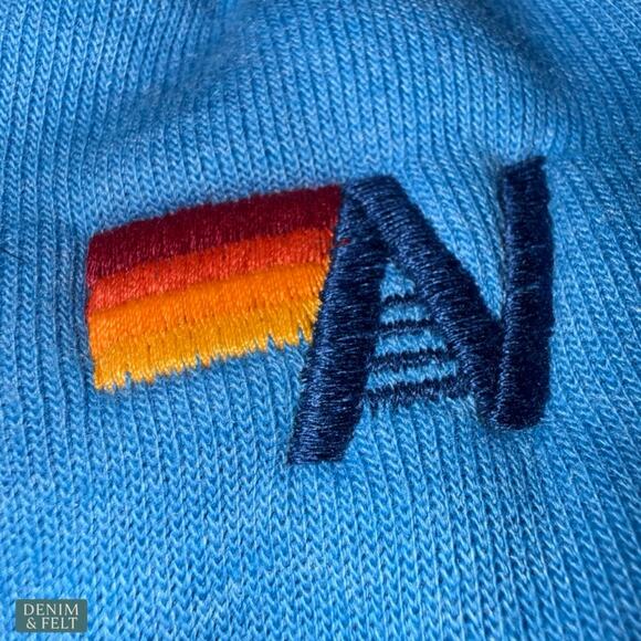 Aviator Nation Rainbow Stripe Sweatpants Blue Retro Coastal Cozy Luxe Joggers SM